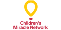 A red and yellow balloon with the words children 's miracle network written underneath.