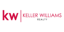 A red and black logo for keller williams realty.